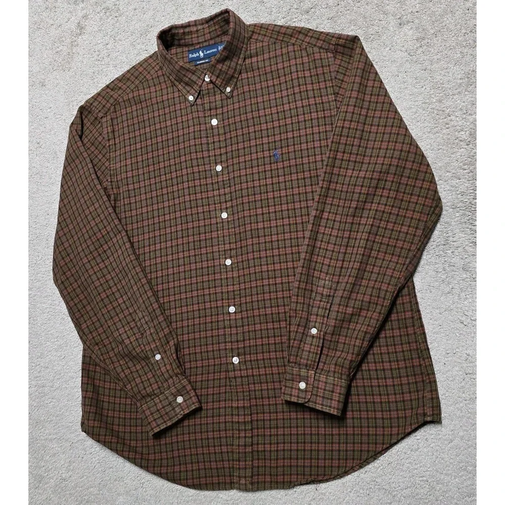 VTG Ralph Lauren Lightweight Flannel Shirt Mens‎ XL Tartan Plaid 90s Classic Fit